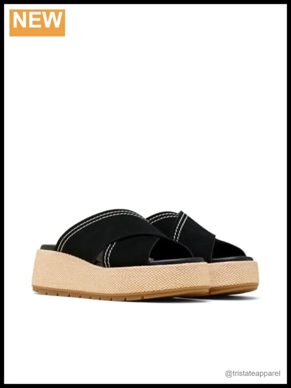 Suede Platform Slide Sandals Cushioned EVA Footbed Raffia Wrapped Casual